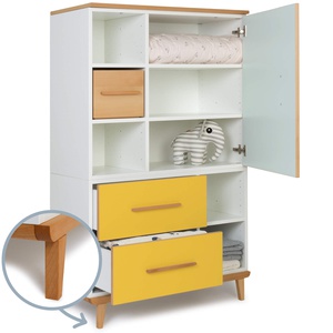 Armario 147 cm 1 puerta 2 cajones NADO Retro acabado haya mint-sunshine yellow