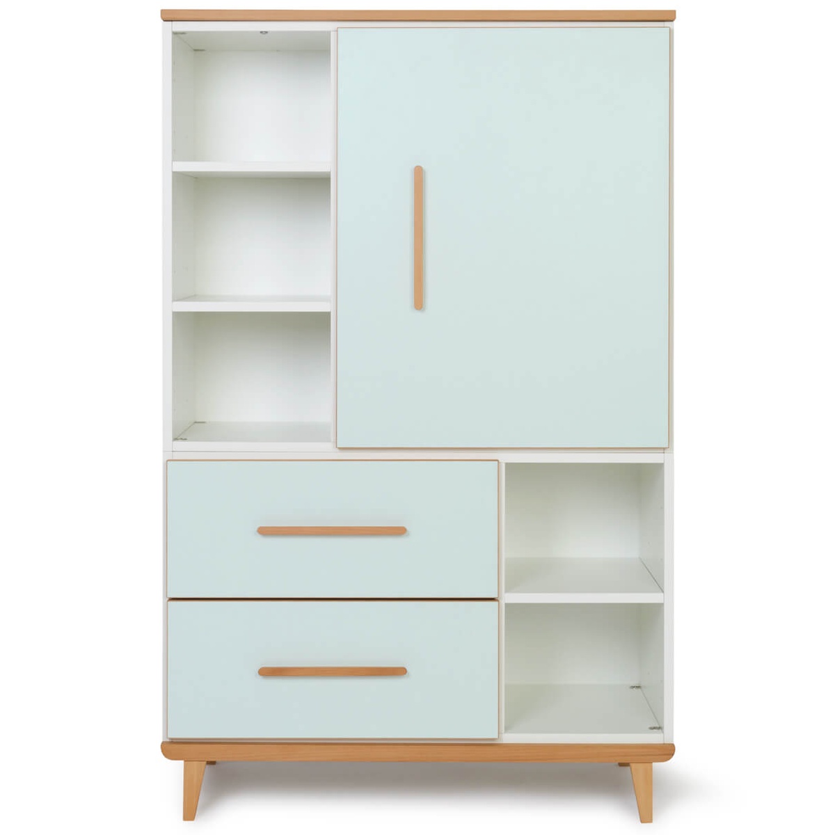 Armario 147 cm 1 puerta 2 cajones NADO Retro acabado haya mint