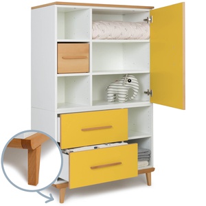 Armario 147 cm 1 puerta 2 cajones NADO Retro acabado haya sunshine yellow