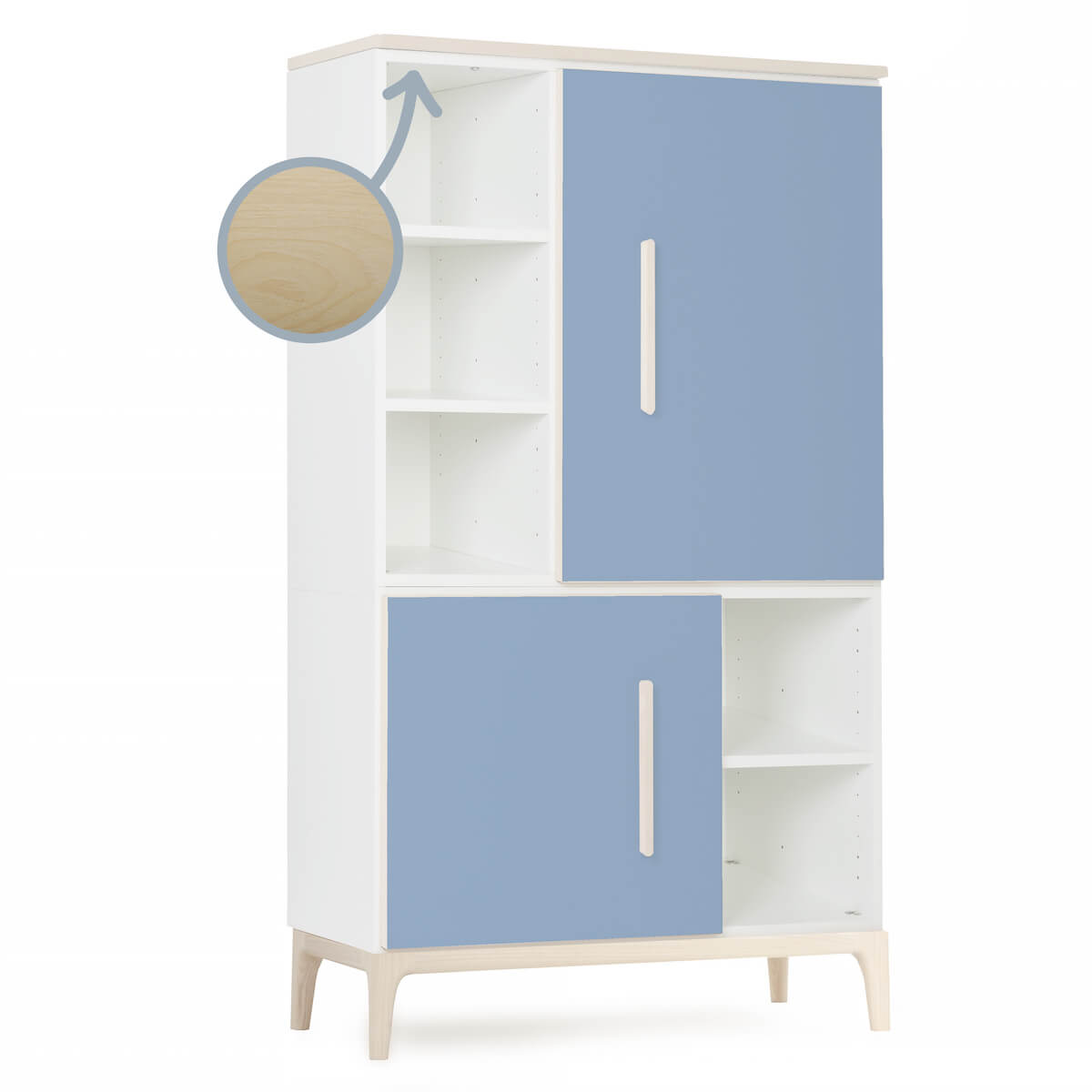 Armario 147 cm 2 puertas NADO Curve acabado fresno capri blue