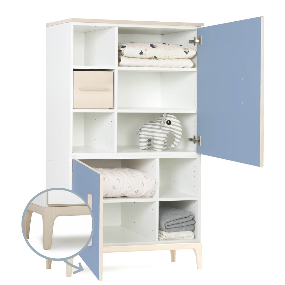Armario 147 cm 2 puertas NADO Curve acabado fresno capri blue