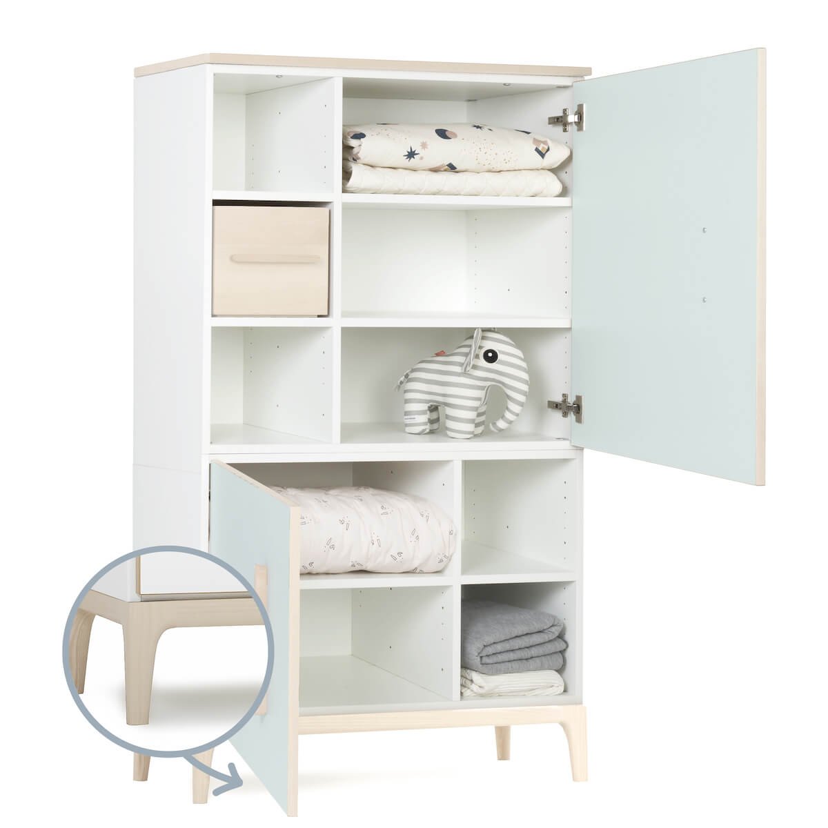 Armario 147 cm 2 puertas NADO Curve acabado fresno mint