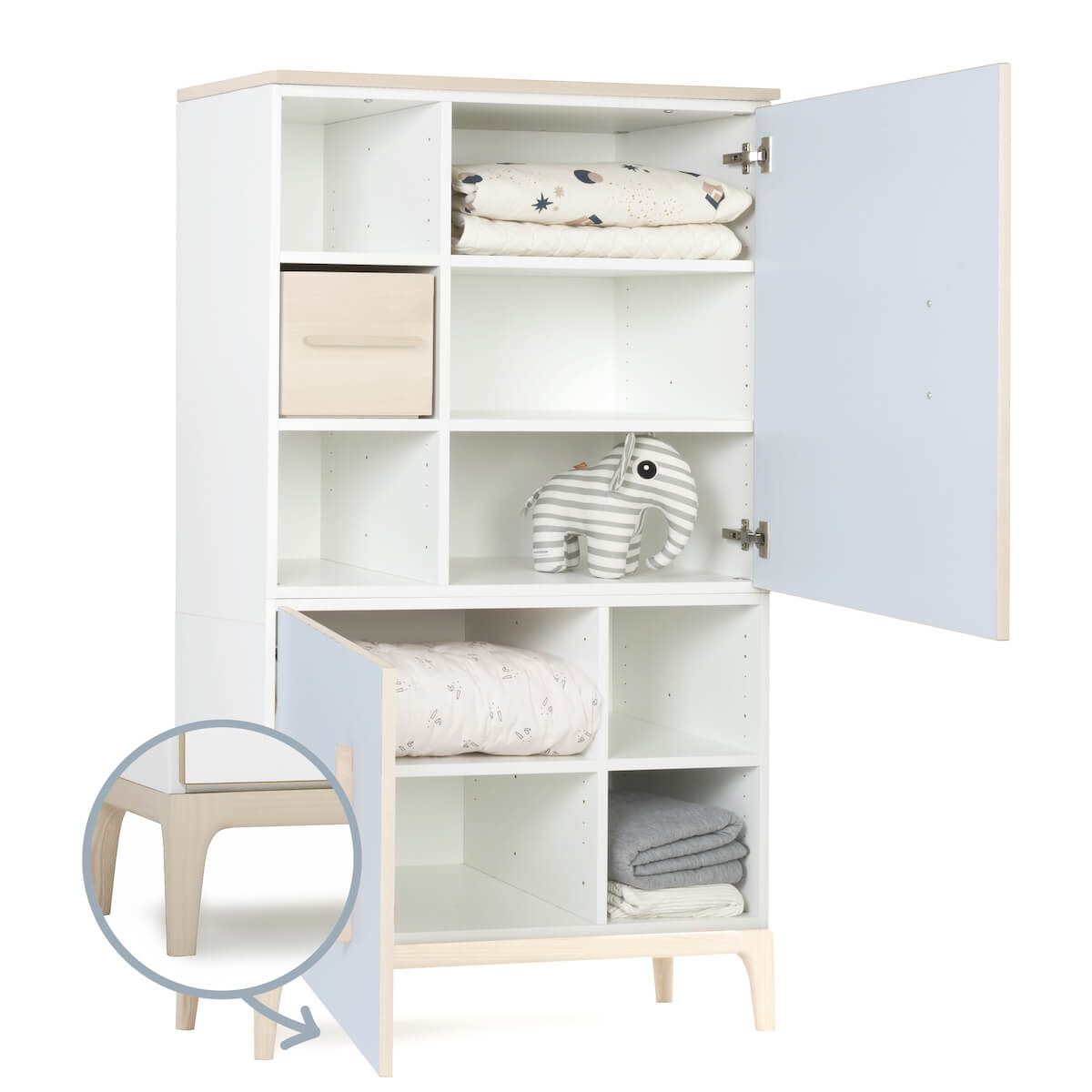 Armario 147 cm 2 puertas NADO Curve acabado fresno sky blue