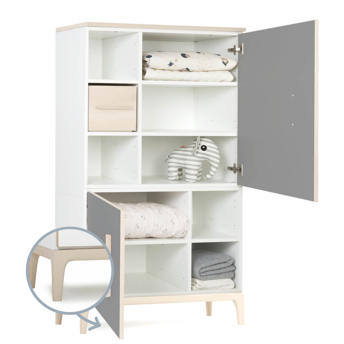 Armario 147 cm 2 puertas NADO Curve acabado fresno slate grey