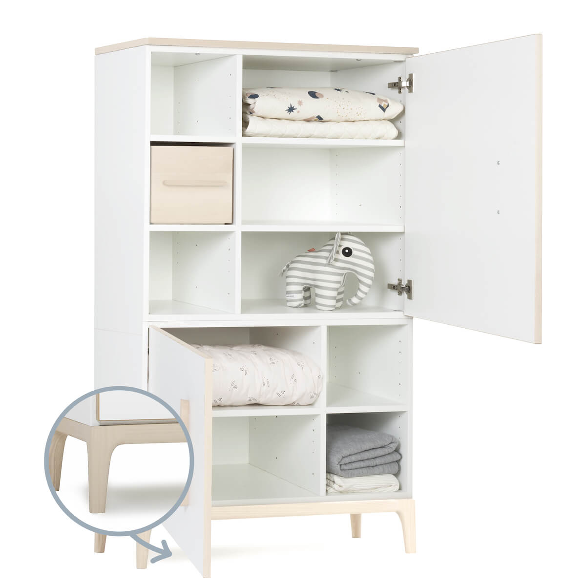 Armario 147 cm 2 puertas NADO Curve acabado fresno white