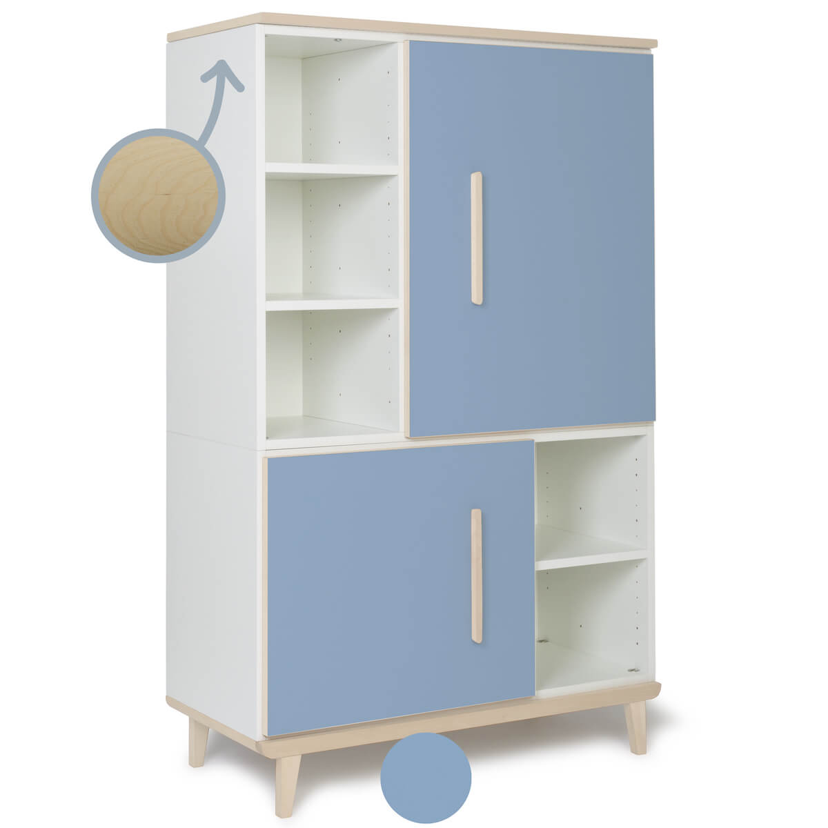 Armario 147 cm 2 puertas NADO Retro acabado fresno capri blue