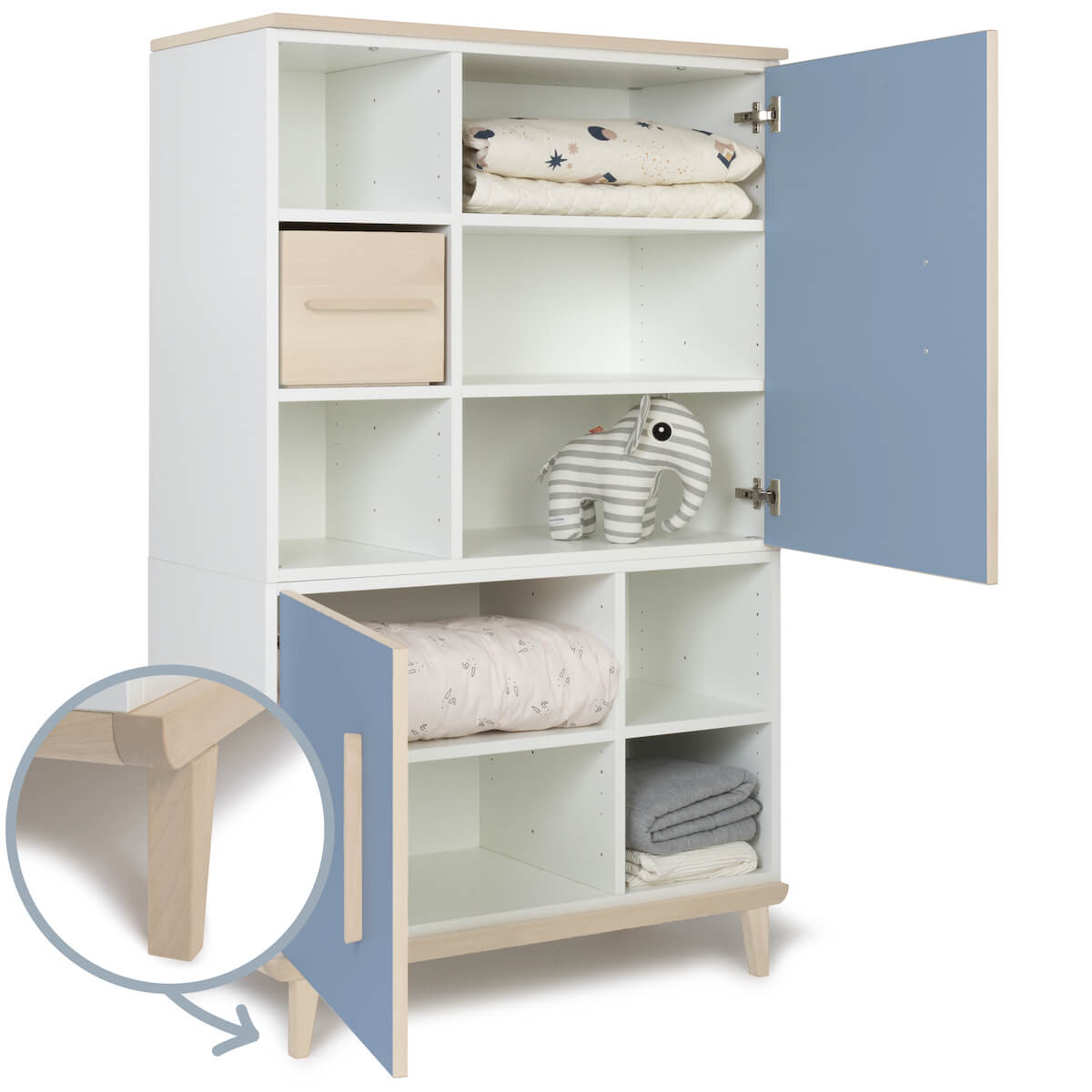 Armario 147 cm 2 puertas NADO Retro acabado fresno capri blue