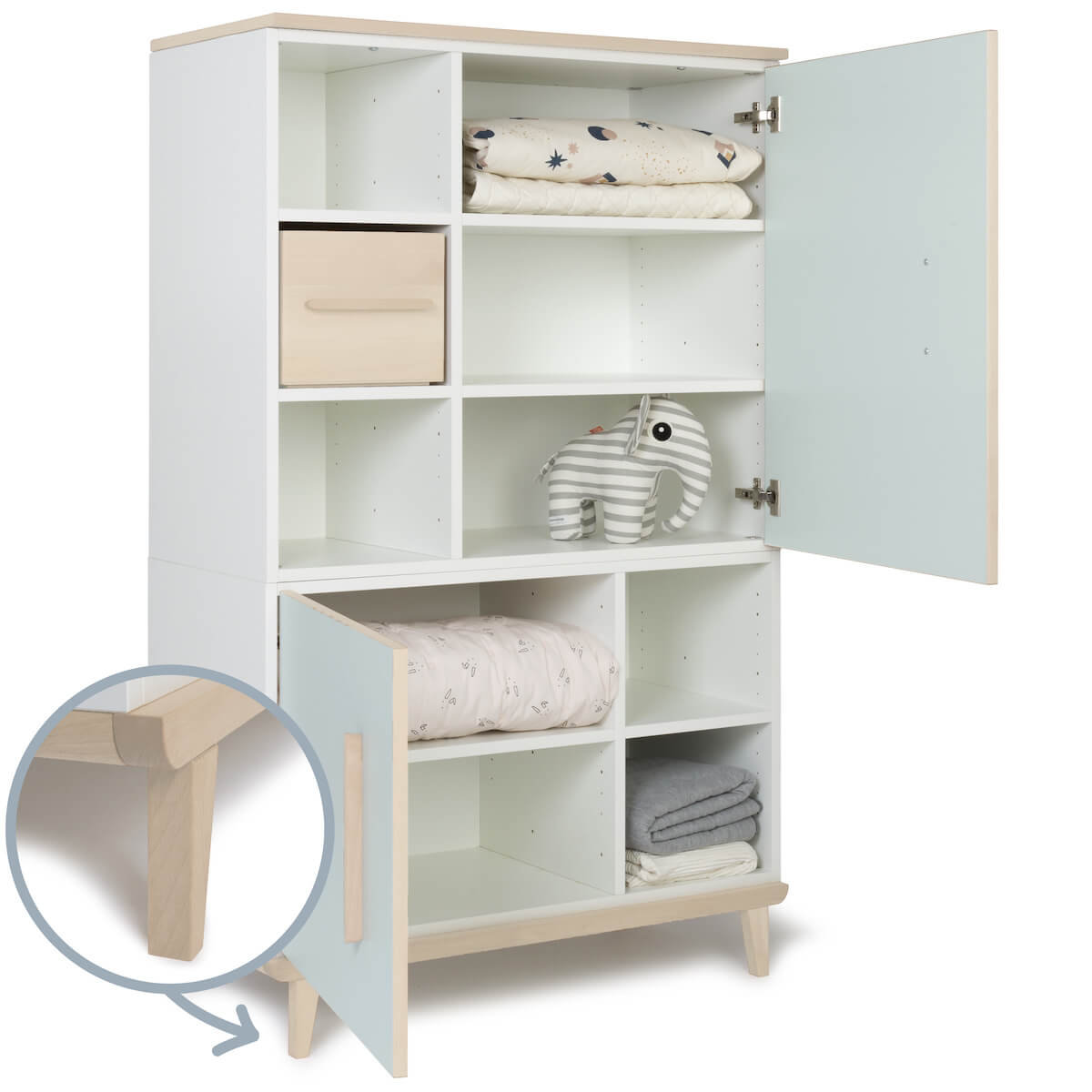 Armario 147 cm 2 puertas NADO Retro acabado fresno mint