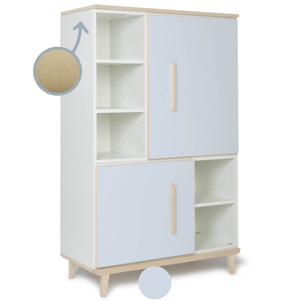Armario 147 cm 2 puertas NADO Retro acabado fresno sky blue