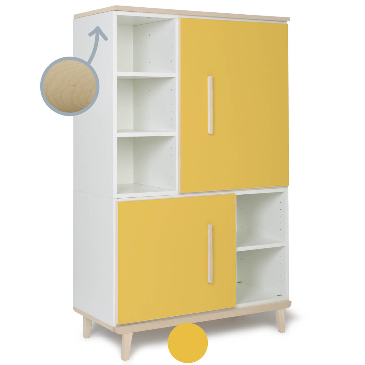 Armario 147 cm 2 puertas NADO Retro acabado fresno sunshine yellow