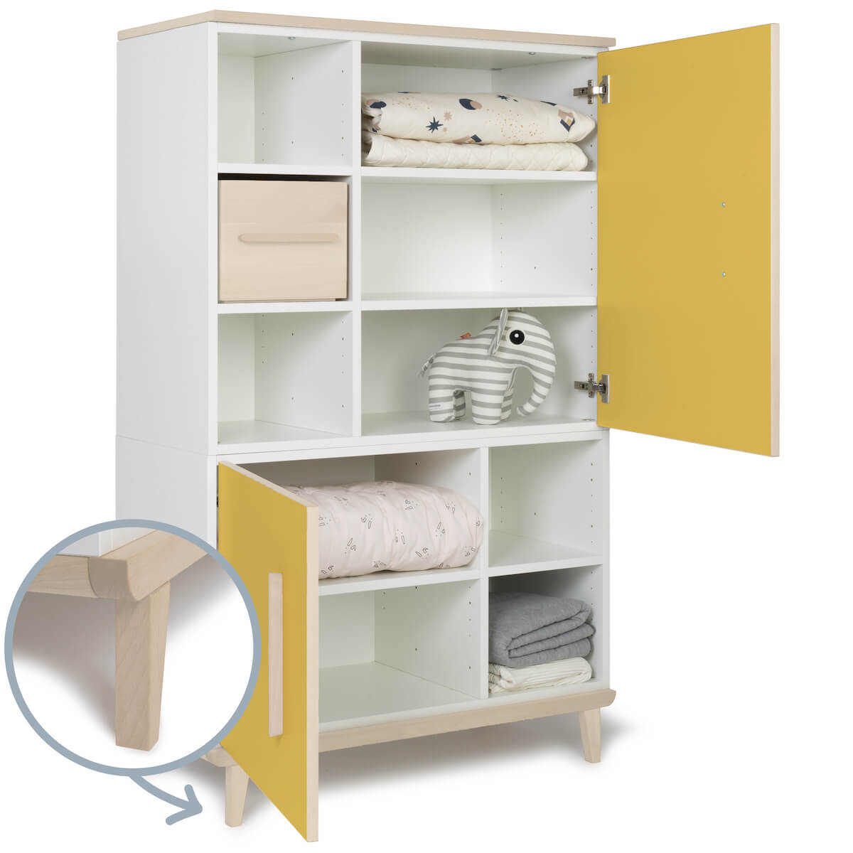 Armario 147 cm 2 puertas NADO Retro acabado fresno sunshine yellow