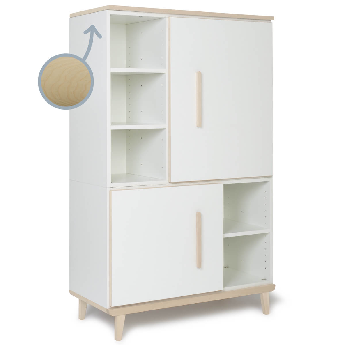 Armario 147 cm 2 puertas NADO Retro acabado fresno white