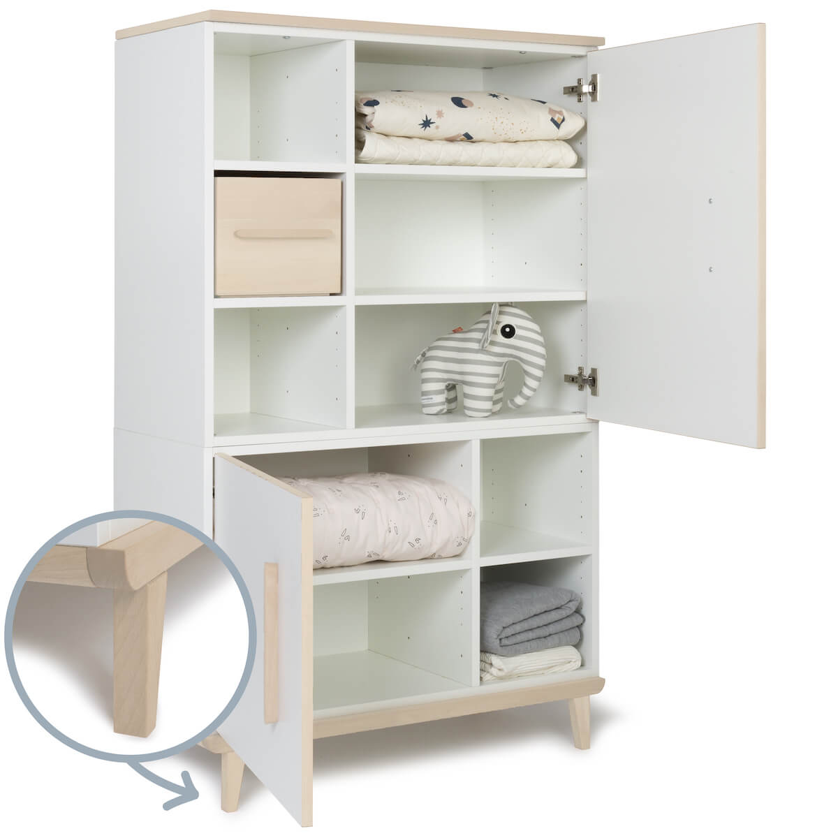 Armario 147 cm 2 puertas NADO Retro acabado fresno white