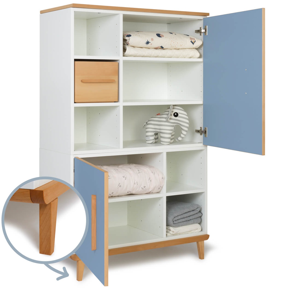 Armario 147 cm 2 puertas NADO Retro acabado haya capri blue