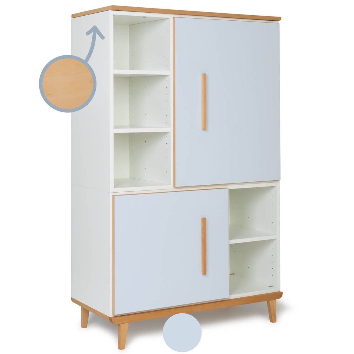 Armario 147 cm 2 puertas NADO Retro acabado haya sky blue