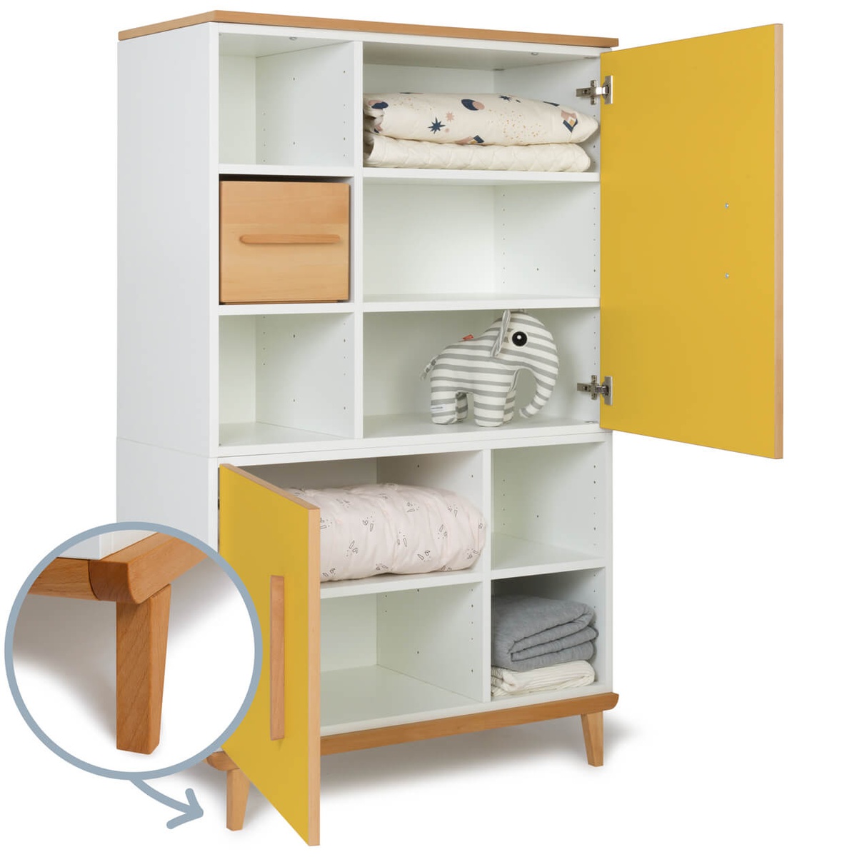 Armario 147 cm 2 puertas NADO Retro acabado haya sunshine yellow