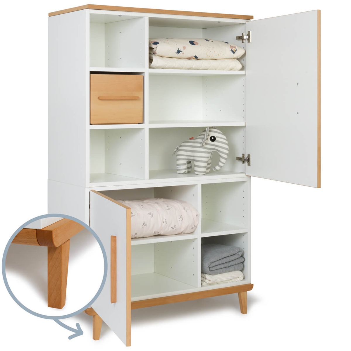 Armario 147 cm 2 puertas NADO Retro acabado haya white