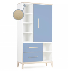 Armario 173 cm 1 puerta 2 cajones NADO Curve acabado fresno capri blue