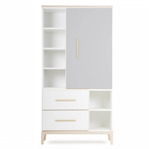 Armario 173 cm 1 puerta 2 cajones NADO Curve acabado fresno manhattan grey-white