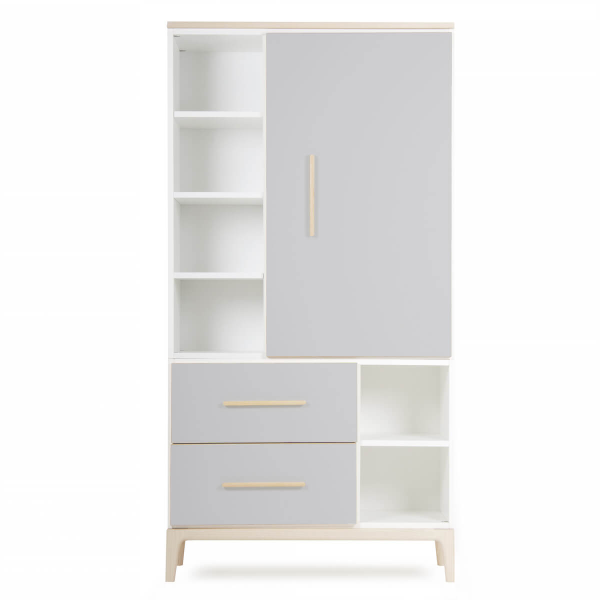Armario 173 cm 1 puerta 2 cajones NADO Curve acabado fresno manhattan grey