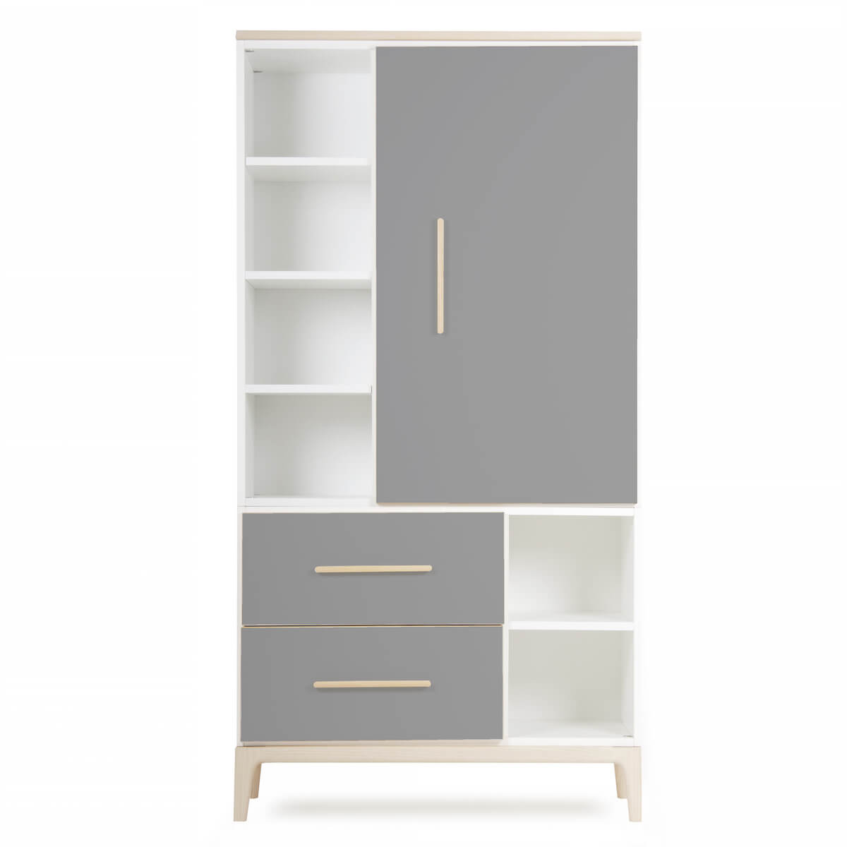 Armario 173 cm 1 puerta 2 cajones NADO Curve acabado fresno slate grey