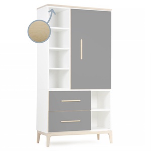 Armario 173 cm 1 puerta 2 cajones NADO Curve acabado fresno slate grey