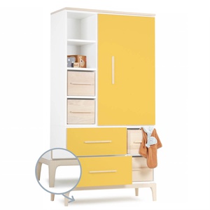 Armario 173 cm 1 puerta 2 cajones NADO Curve acabado fresno sunshine yellow