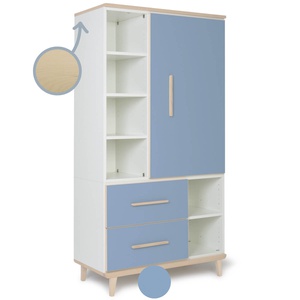 Armario 173 cm 1 puerta 2 cajones NADO Retro acabado fresno capri blue
