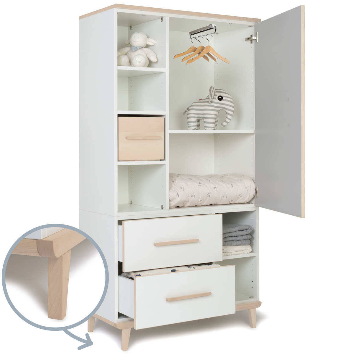 Armario 173 cm 1 puerta 2 cajones NADO Retro acabado fresno manhattan grey-white