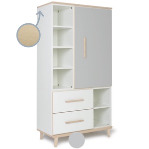 Armario 173 cm 1 puerta 2 cajones NADO Retro acabado fresno manhattan grey-white