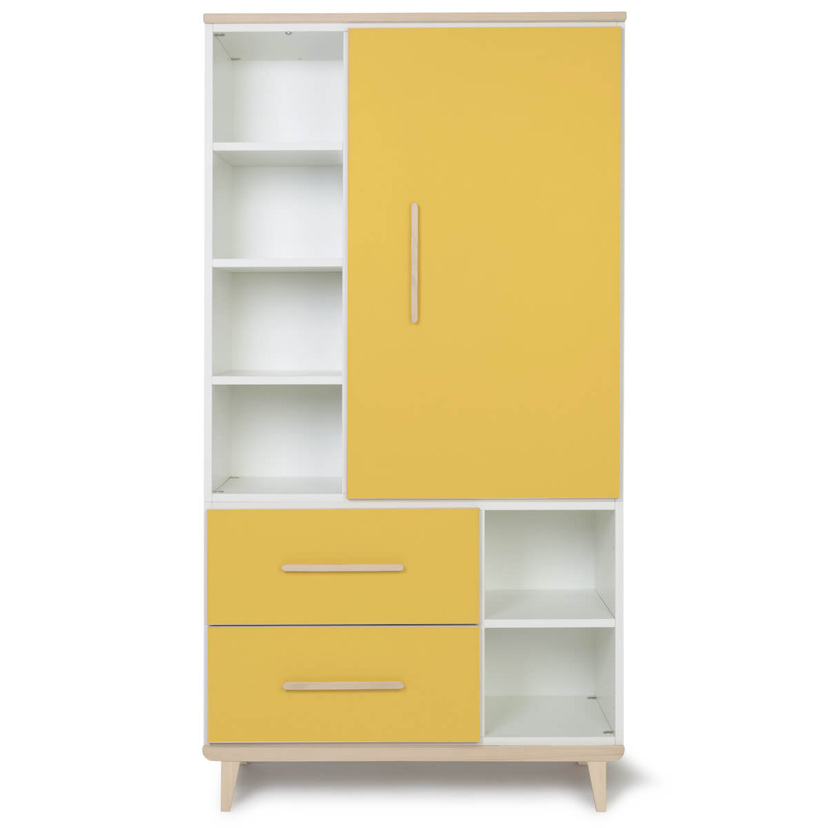 Armario 173 cm 1 puerta 2 cajones NADO Retro acabado fresno sunshine yellow