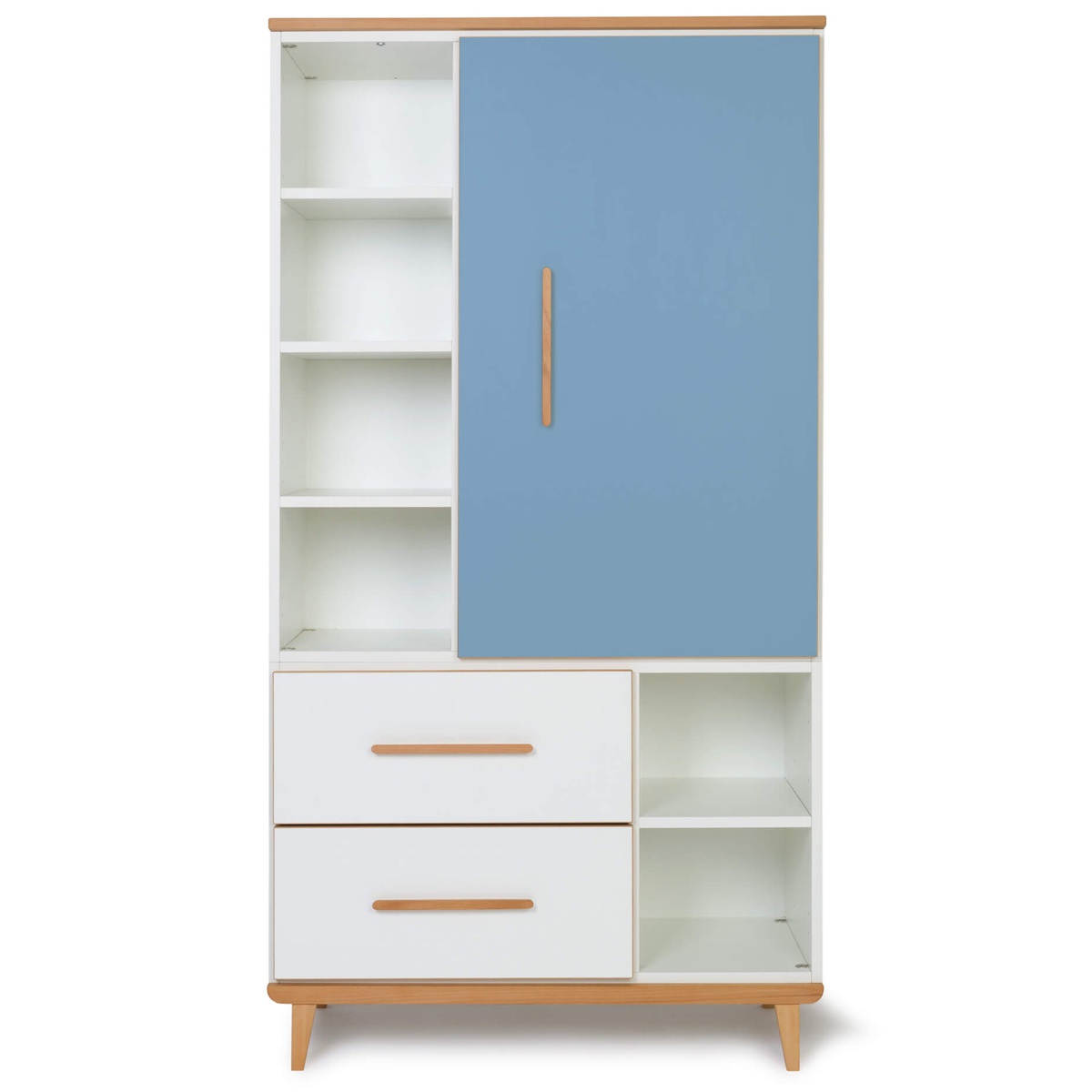 Armario 173 cm 1 puerta 2 cajones NADO Retro acabado haya capri blue-white