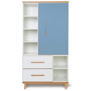Armario 173 cm 1 puerta 2 cajones NADO Retro acabado haya capri blue-white