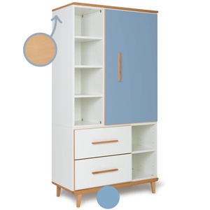 Armario 173 cm 1 puerta 2 cajones NADO Retro acabado haya capri blue-white