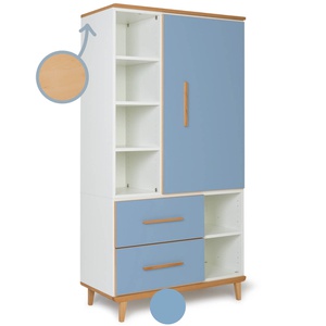 Armario 173 cm 1 puerta 2 cajones NADO Retro acabado haya capri blue