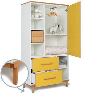Armario 173 cm 1 puerta 2 cajones NADO Retro acabado haya sunshine yellow