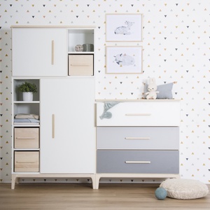 Armario 173 cm 2 puertas NADO Curve acabado fresno mint