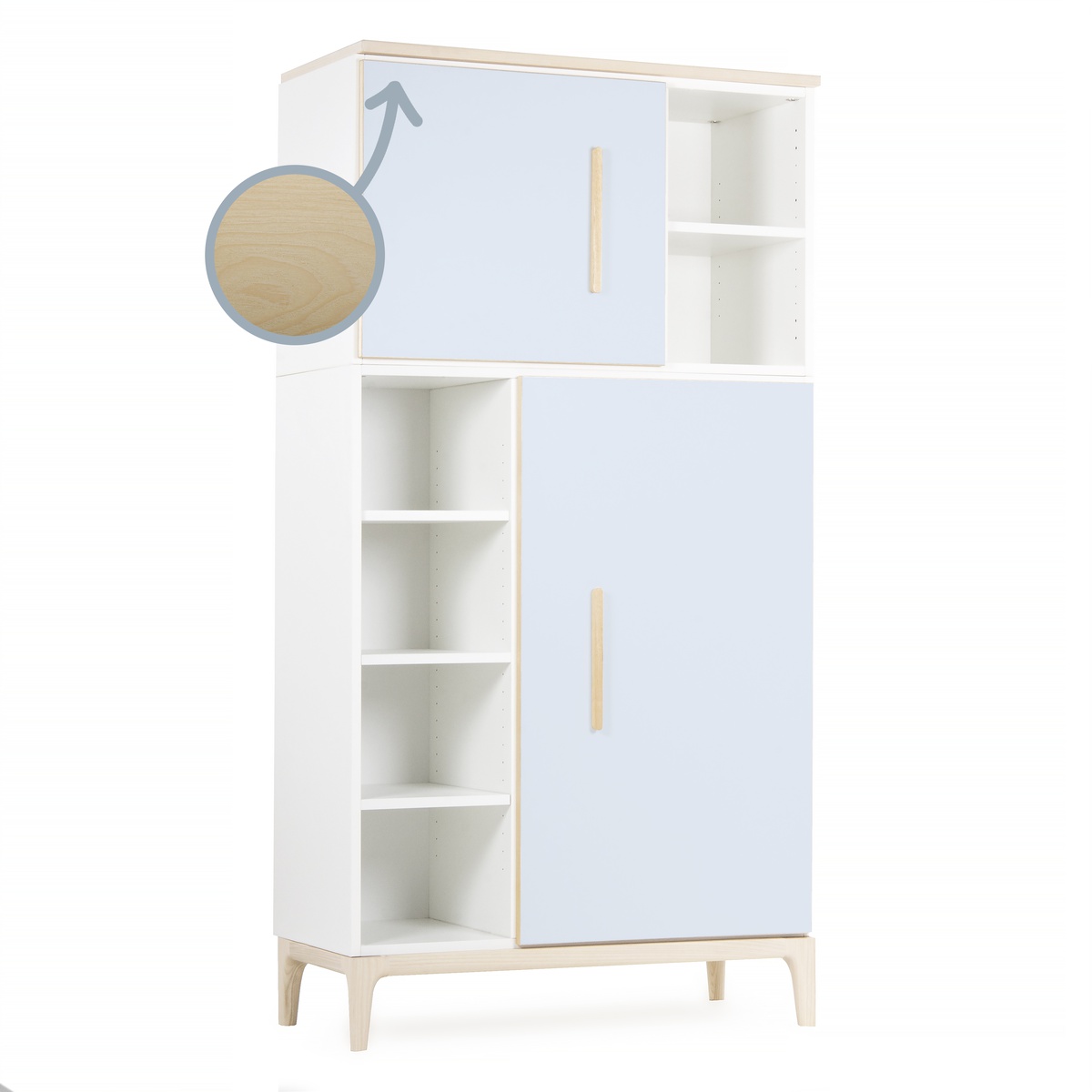 Armario 173 cm 2 puertas NADO Curve acabado fresno sky blue