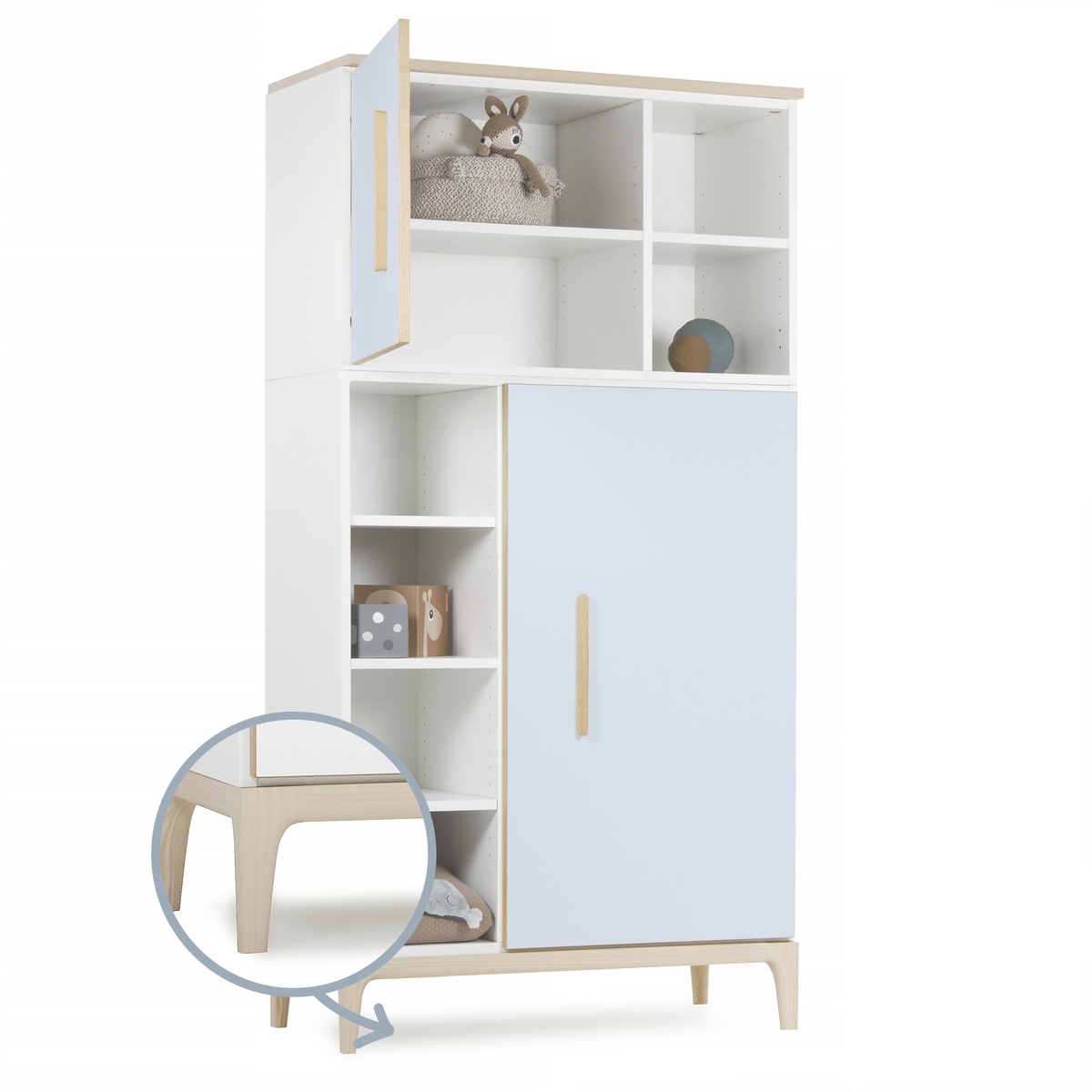 Armario 173 cm 2 puertas NADO Curve acabado fresno sky blue