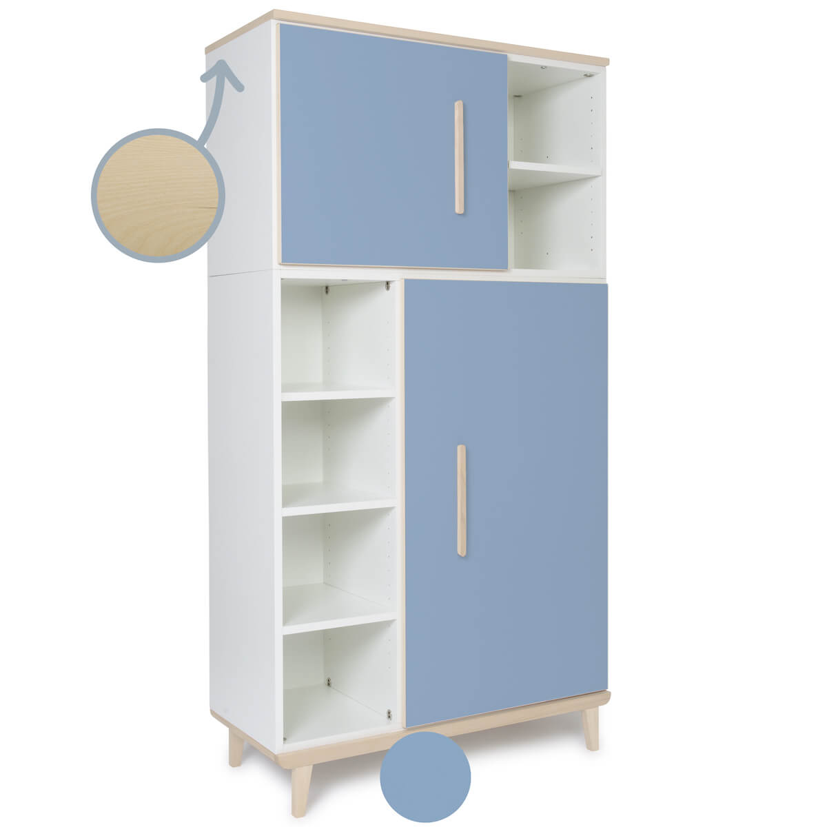 Armario 173 cm 2 puertas NADO retro acabado fresno capri blue