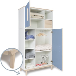 Armario 173 cm 2 puertas NADO retro acabado fresno capri blue