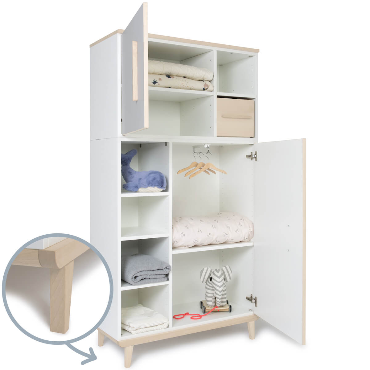 Armario 173 cm 2 puertas NADO retro acabado fresno manhattan grey-white