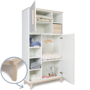 Armario 173 cm 2 puertas NADO retro acabado fresno manhattan grey-white