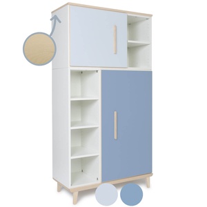 Armario 173 cm 2 puertas NADO retro acabado fresno sky blue-capri blue