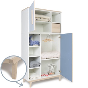 Armario 173 cm 2 puertas NADO retro acabado fresno sky blue-capri blue
