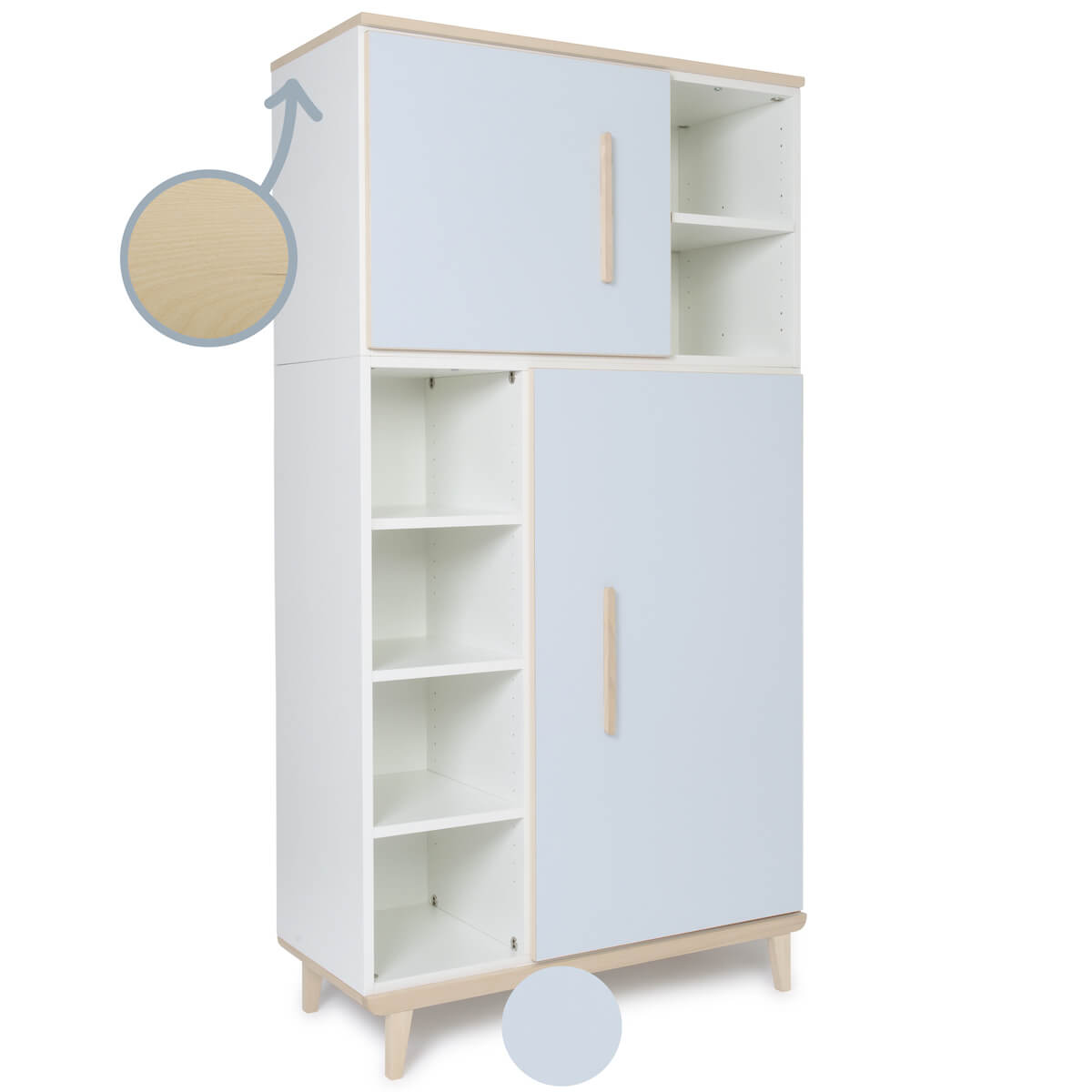 Armario 173 cm 2 puertas NADO retro acabado fresno sky blue