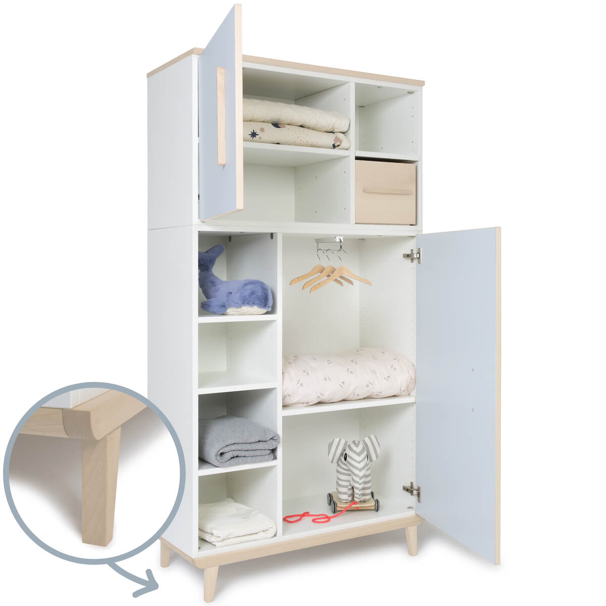 Armario 173 cm 2 puertas NADO retro acabado fresno sky blue