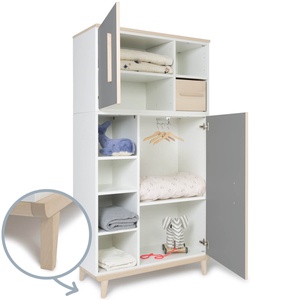 Armario 173 cm 2 puertas NADO retro acabado fresno slate grey