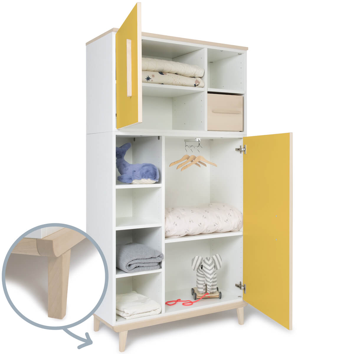 Armario 173 cm 2 puertas NADO retro acabado fresno sunshine yellow 