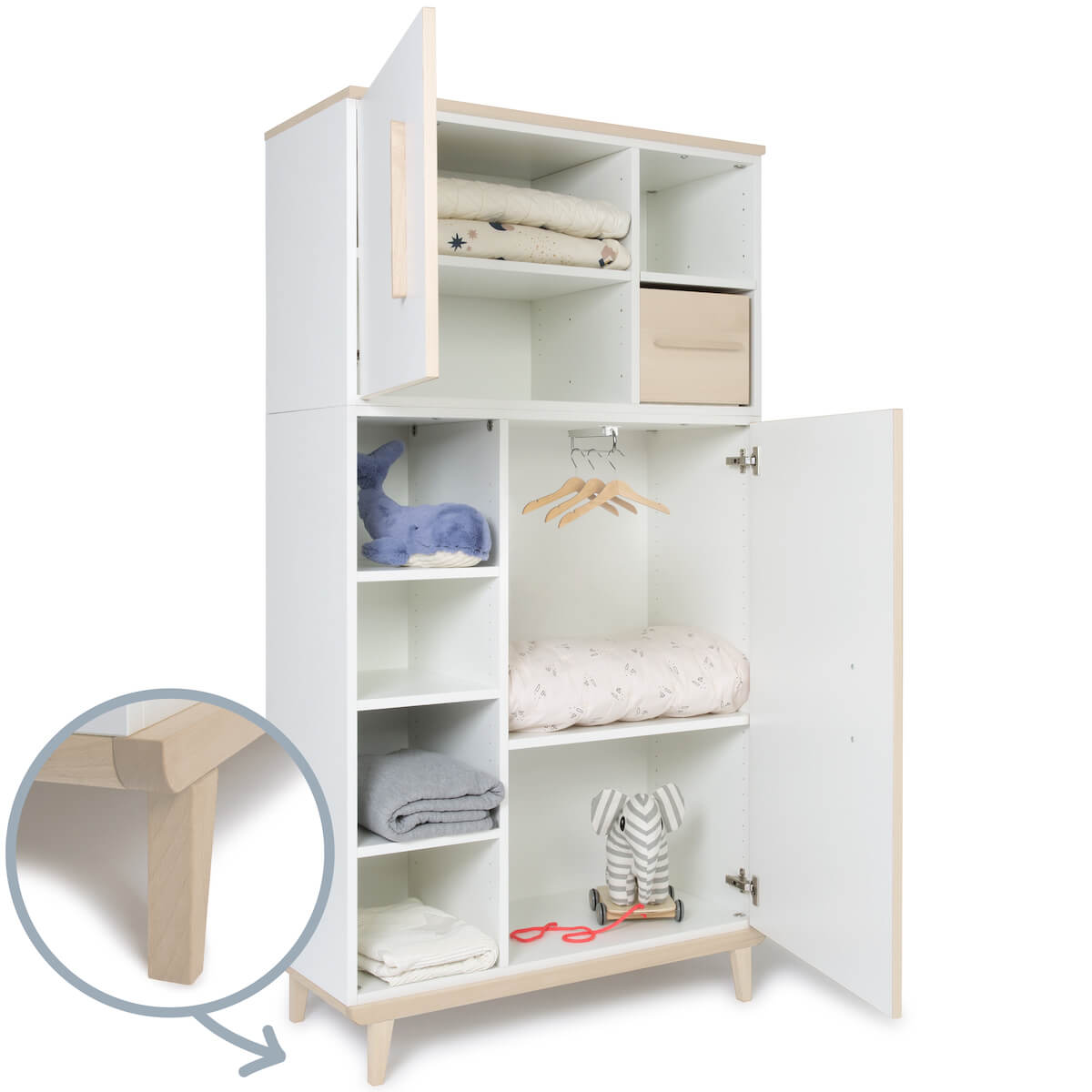 Armario 173 cm 2 puertas NADO retro acabado fresno white
